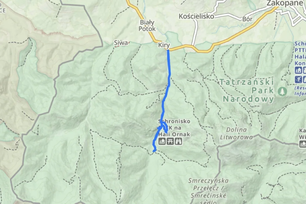 Koscieliska Valley Tatra Mountains Map